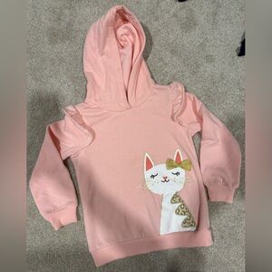 Pink Cat Appliqué Hoodie for Kids Sz 5